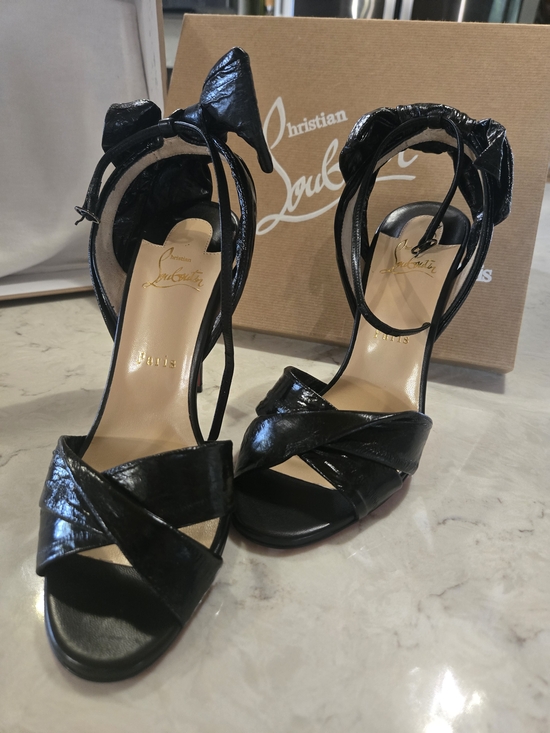 Christian Louboutin Shoes - Christian Louboutin Black Leather Bow Ankle-Tie Heels 40 NIB!!!